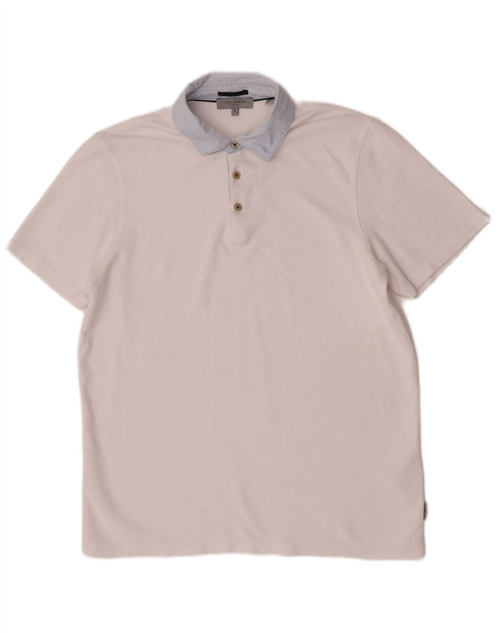 Ted Baker Herren-Poloshirt, Größe 3, mittelweiße Viskose