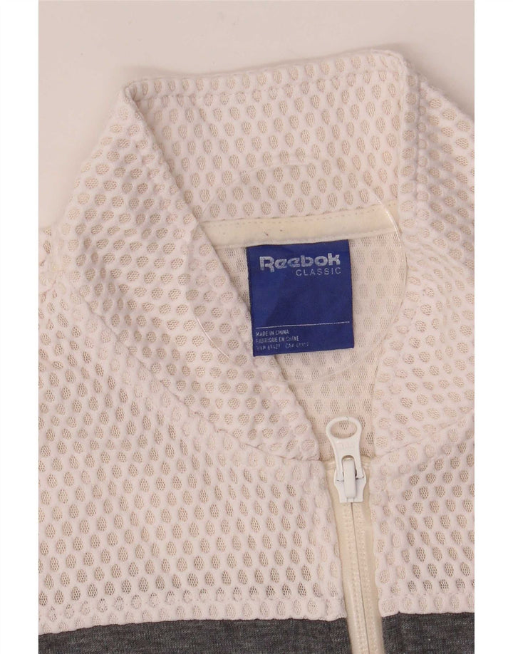 Reebok Damen-Trainingsanzug-Top-Jacke UK 4/6 XS Weißer Colourblock-Polyester