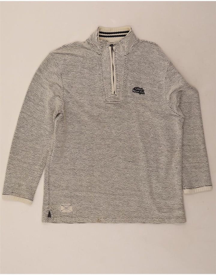 Weird Fish Herren-Sweatshirt mit Reißverschluss am Hals, Größe L, Grau