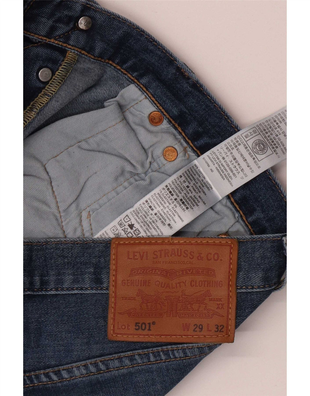 Levi's Herren 501 Straight Jeans W29 L32 Blaue Baumwolle
