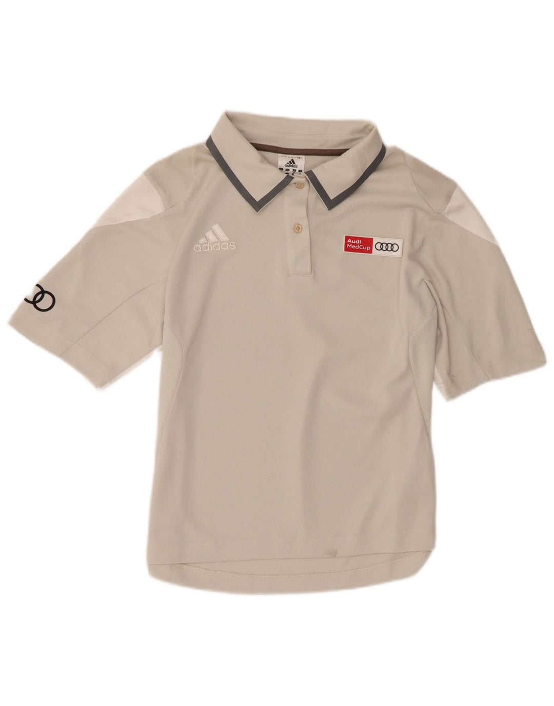 Adidas Damen Grafik-Poloshirt UK 14 Mittelgraues Polyester