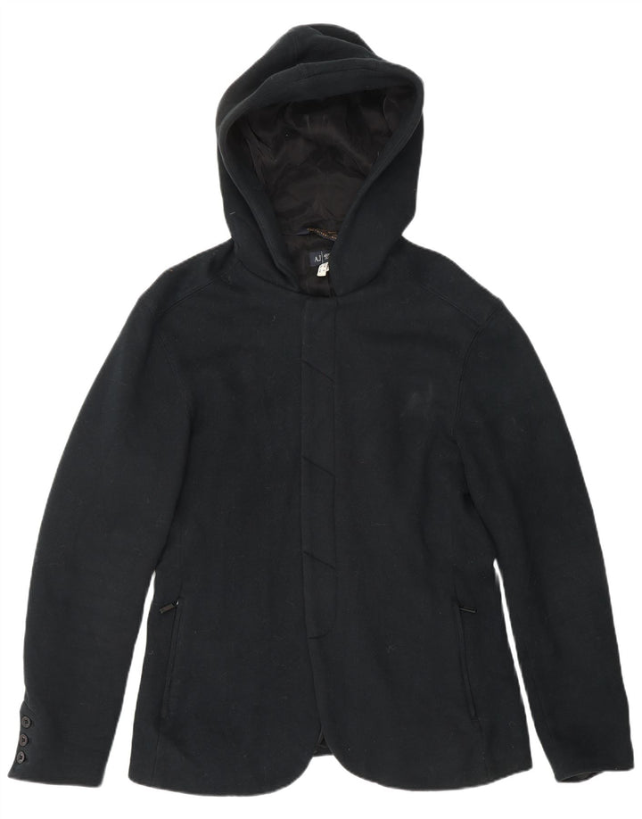 Armani Jeans Damen Kapuzenmantel UK 14 Mittelschwarze Baumwolle