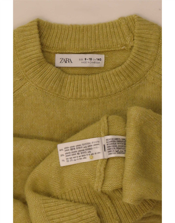 Zara Jungen-Pullover mit Rundhalsausschnitt, 9–10 Jahre, grünes Polyester