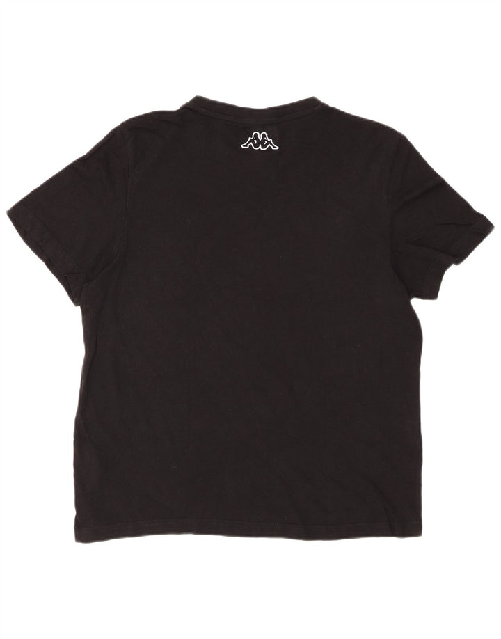 KAPPA Damen Grafik-T-Shirt-Oberteil UK 14 Mittelschwarze Baumwolle