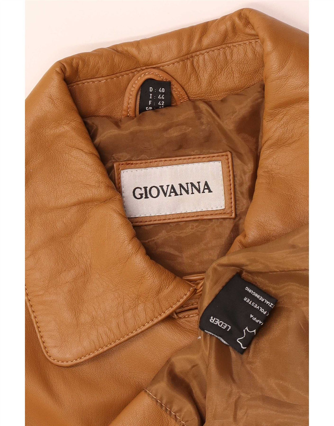 Damen Lederjacke UK 14 Large Beige