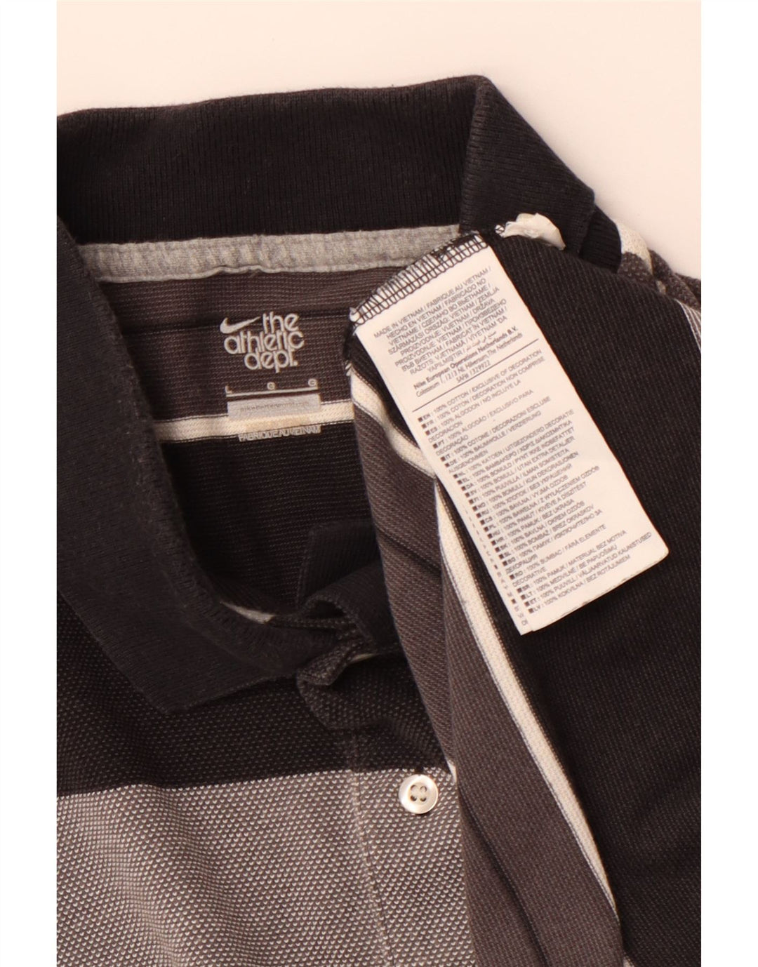 NIKE Herren-Poloshirt, groß, grau gestreift, Baumwolle