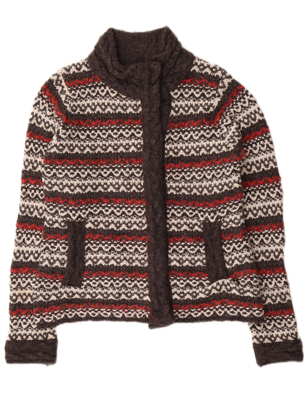 Per Una Damen-Cardigan-Pullover UK 14 Mittelgrau gestreift aus Acryl