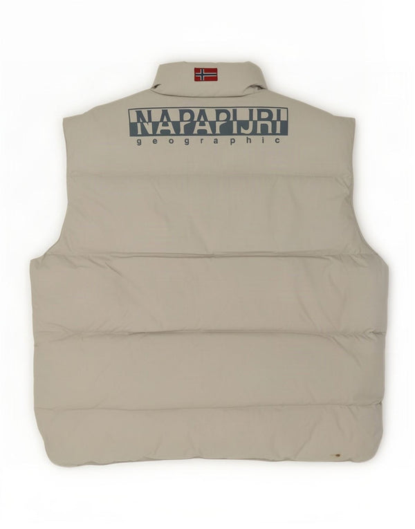 Napapijri Herren Geographic Graphic Wattierte Weste UK 42 XL Beige Polyamid