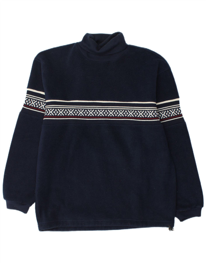 Fire and Ice Herren-Fleecepullover, mittleres Marineblau, Fair-Isle-Polyester