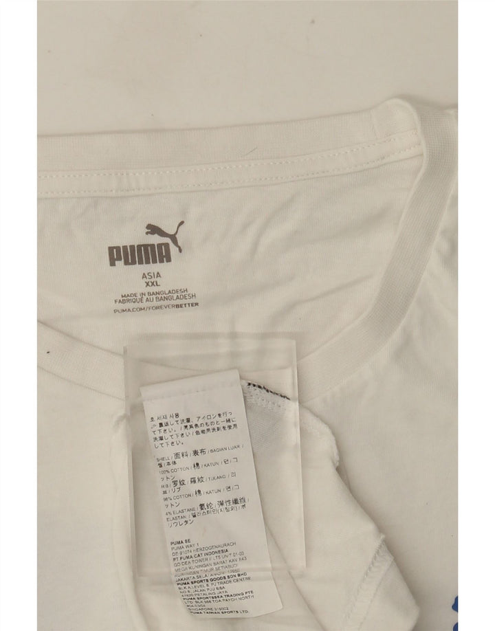 Puma Herren Grafik T-Shirt Top 2XL Weiße Baumwolle