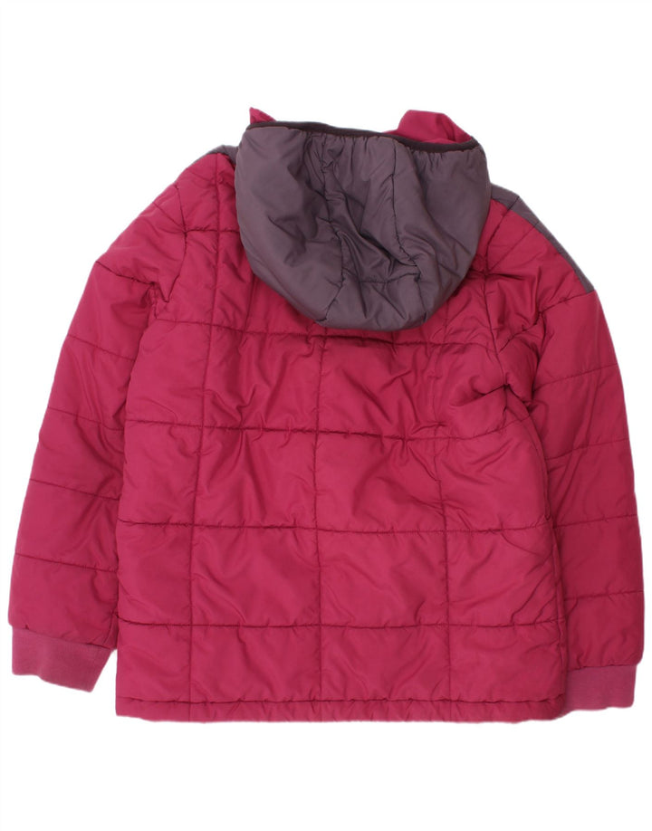 Adidas Jungen wattierte Jacke mit Kapuze, 9–10 Jahre, rosafarbenes Farbblock-Polyester
