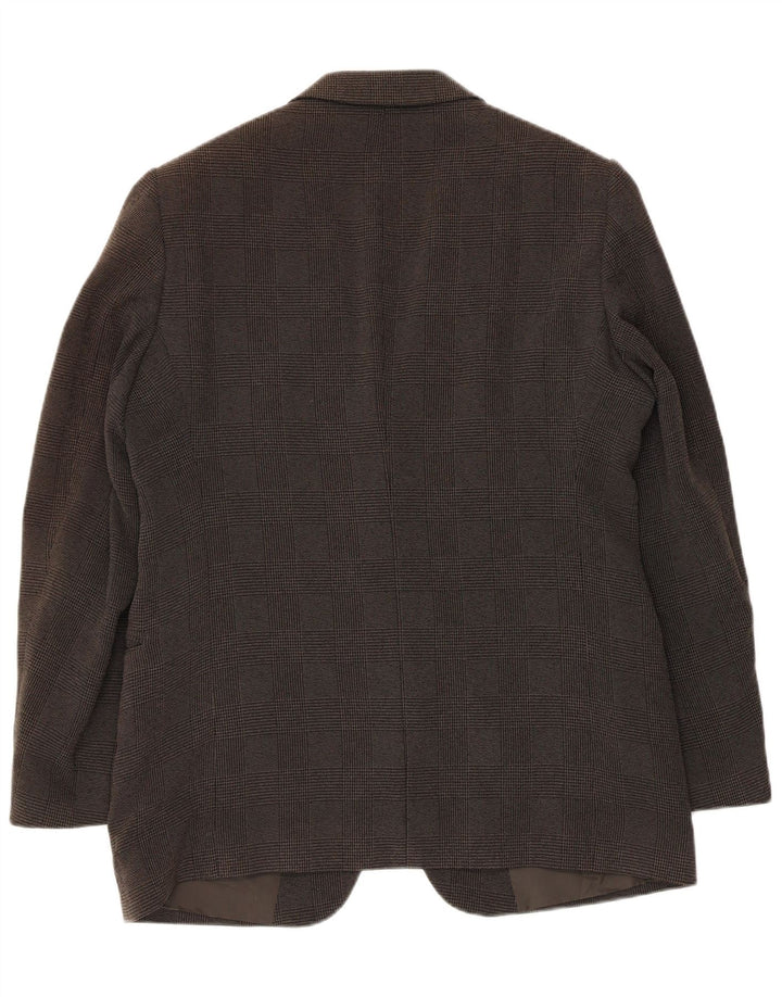 Armani Herren-Blazer mit 2 Knöpfen, IT 52, großes graues Hahnentritt-Polyester