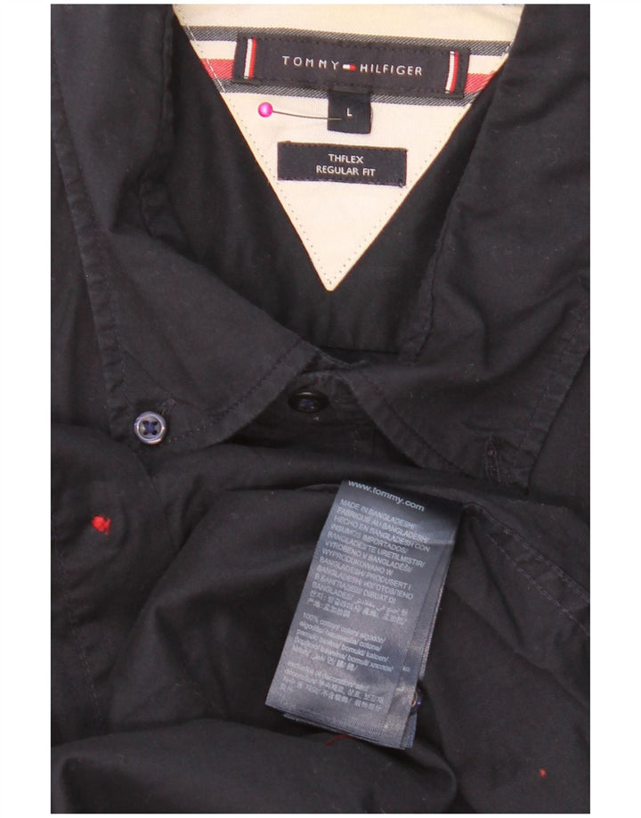 TOMMY HILFIGER Herren-Hemd mit normaler Passform, große marineblaue Baumwolle