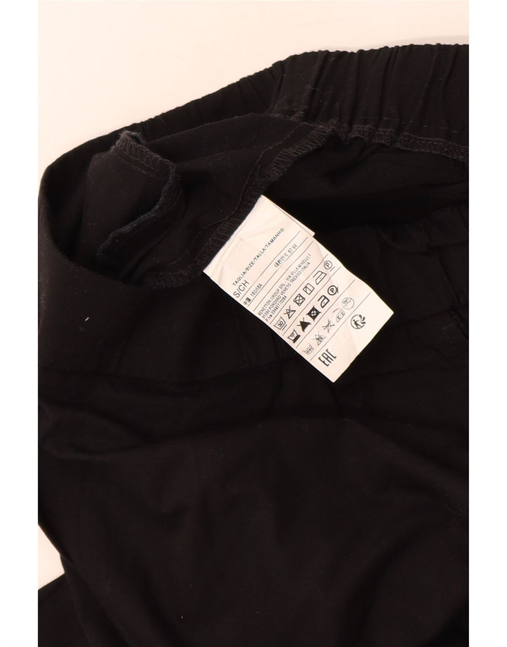 BENETTON Damen-Chinohose mit weitem Bein, klein, W26, L29, schwarze Baumwolle