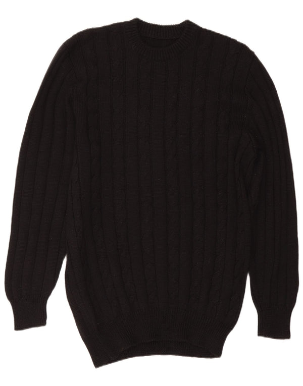 Vintage Womens Jumper Dress IT 50 XL Black Wool