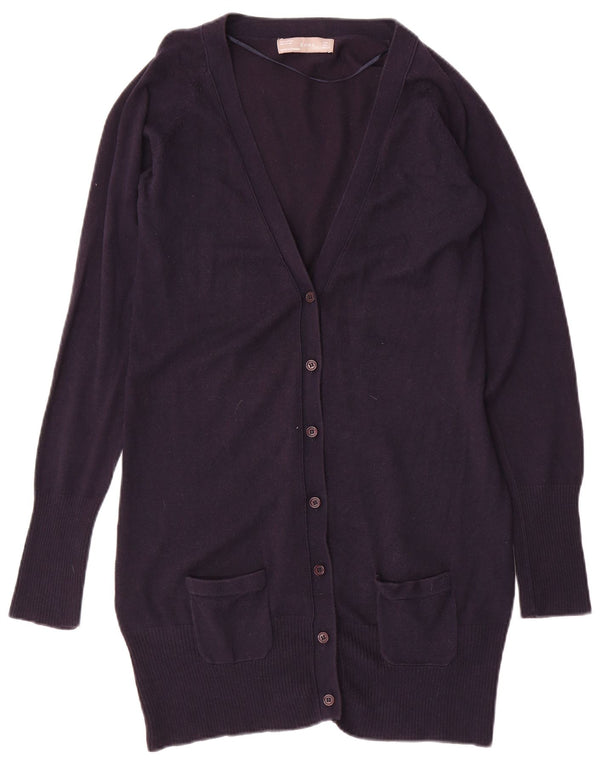 Zara Damen Longline-Cardigan-Pullover UK 14 Große marineblaue Baumwolle