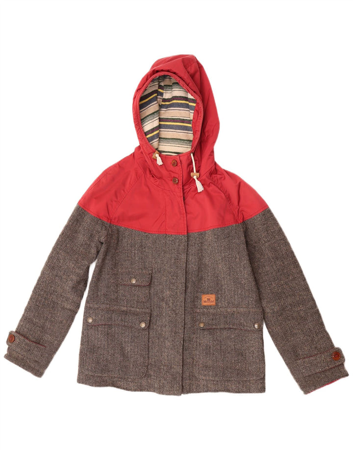 Museum Damen-Windbreakerjacke mit Kapuze, UK 10, kleine graue Colourblock-Wolle