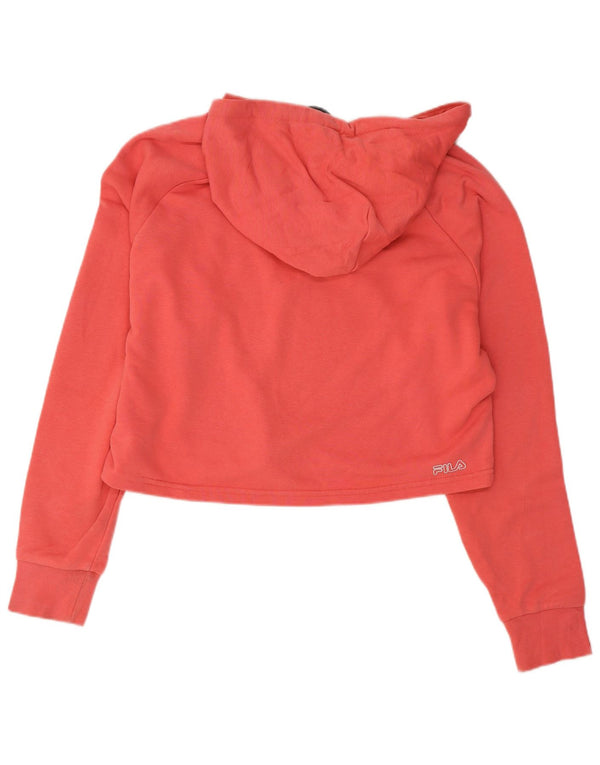 Fila Damen Übergroßer Grafik-Crop-Hoodie-Pullover UK 6 XS Rosa