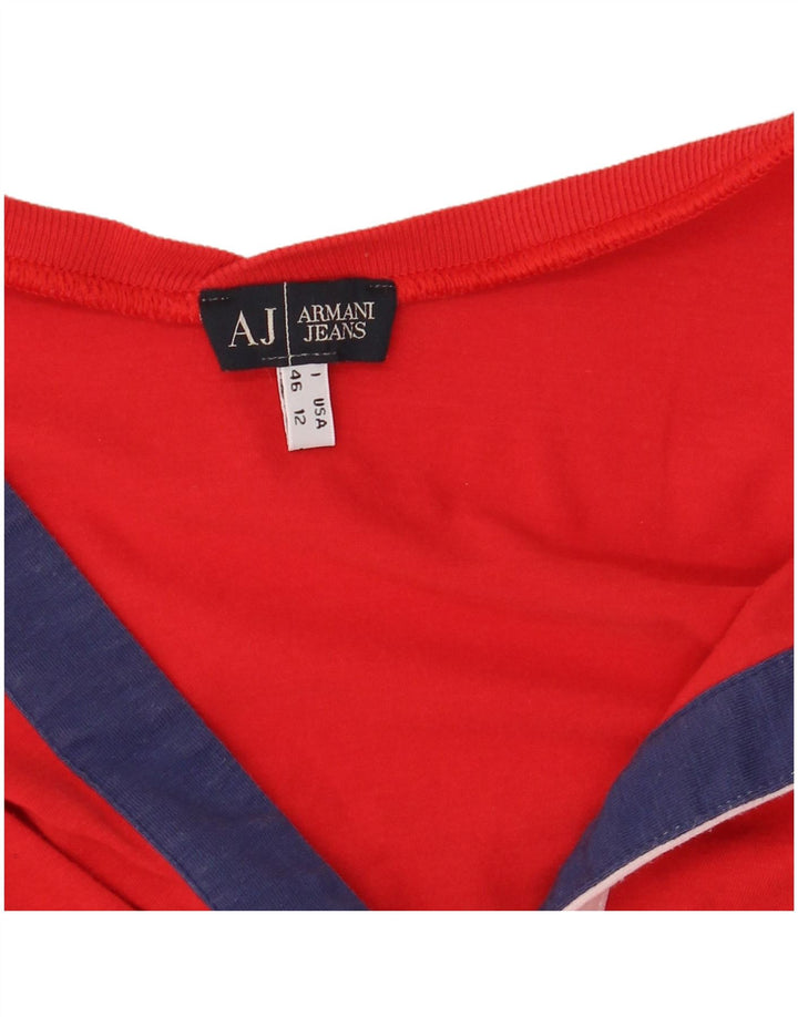 ARMANI JEANS Womens Top Long Sleeve EU 42 Large Red Cotton