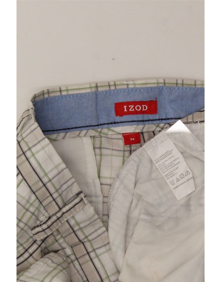 IZOD Mens Chino Shorts W34 Large White Check Cotton Vintage Izod and Second-Hand Izod from Messina Hembry 