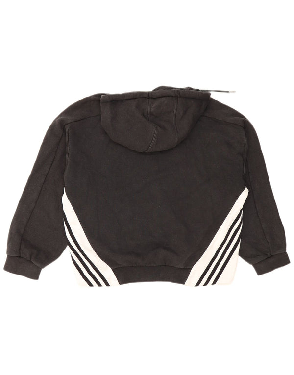 Adidas Damen Three Stripes Hoodie Pullover UK 10 Small Schwarz Colourblock