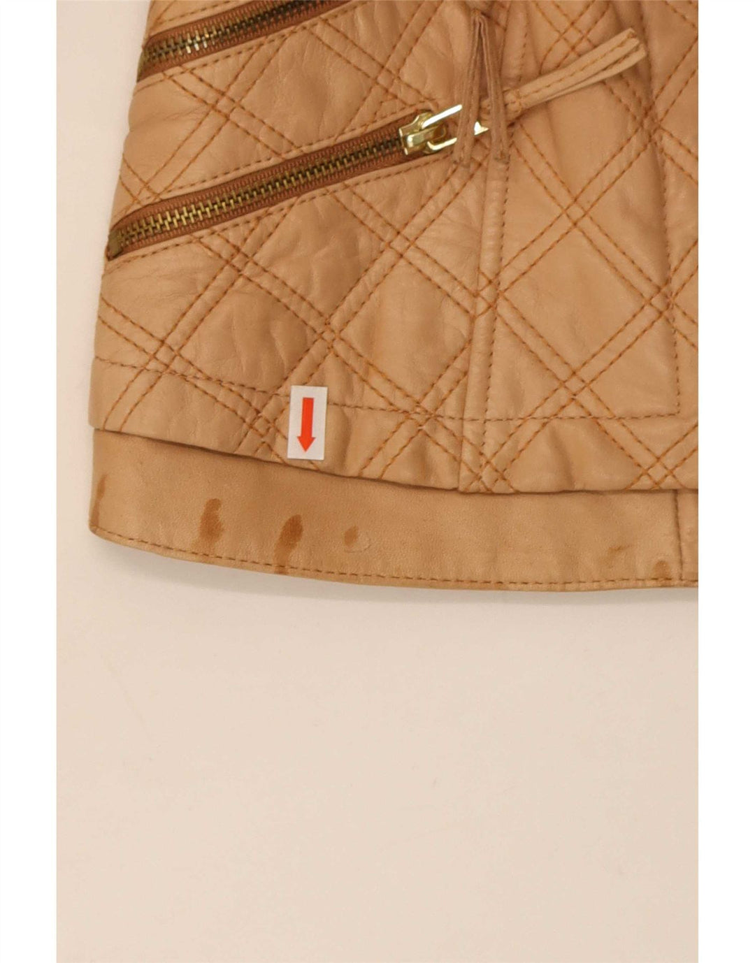 Zara Damen Crop Kunstleder Steppjacke UK 8 Small Beige Polyester