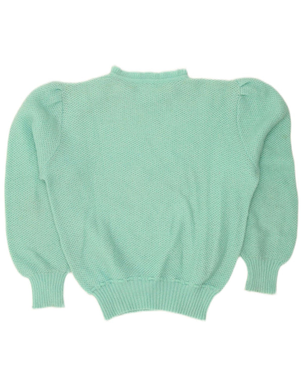 Vintage Damen Rundhalspullover Pullover UK 14 Groß Türkis