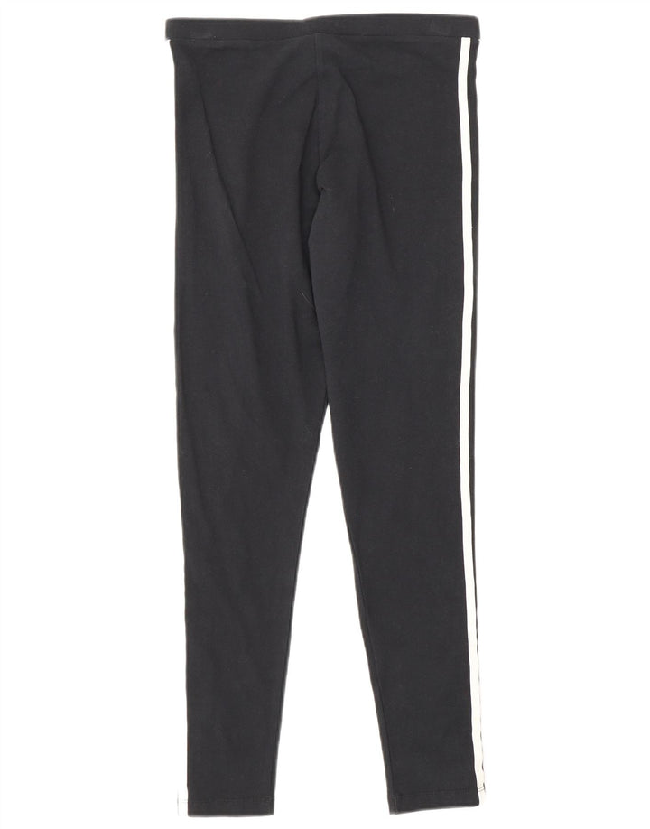 Adidas Damen Leggings UK 10 Small Schwarz Baumwolle
