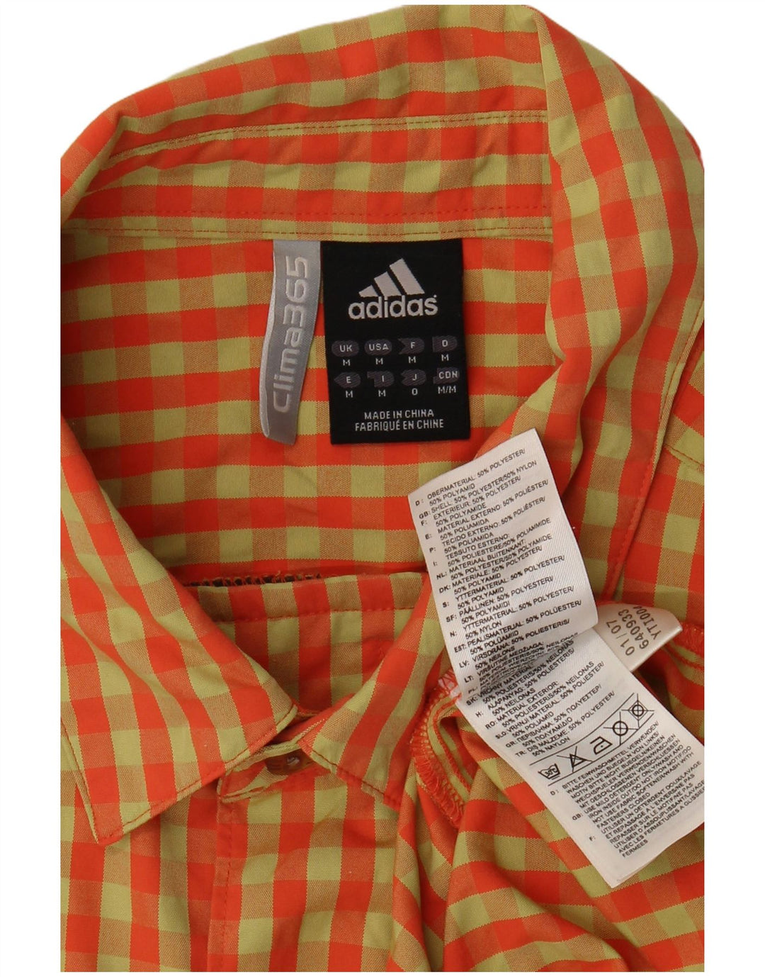 Adidas Herren Kurzarmshirt Mittelorange Gingham Polyester