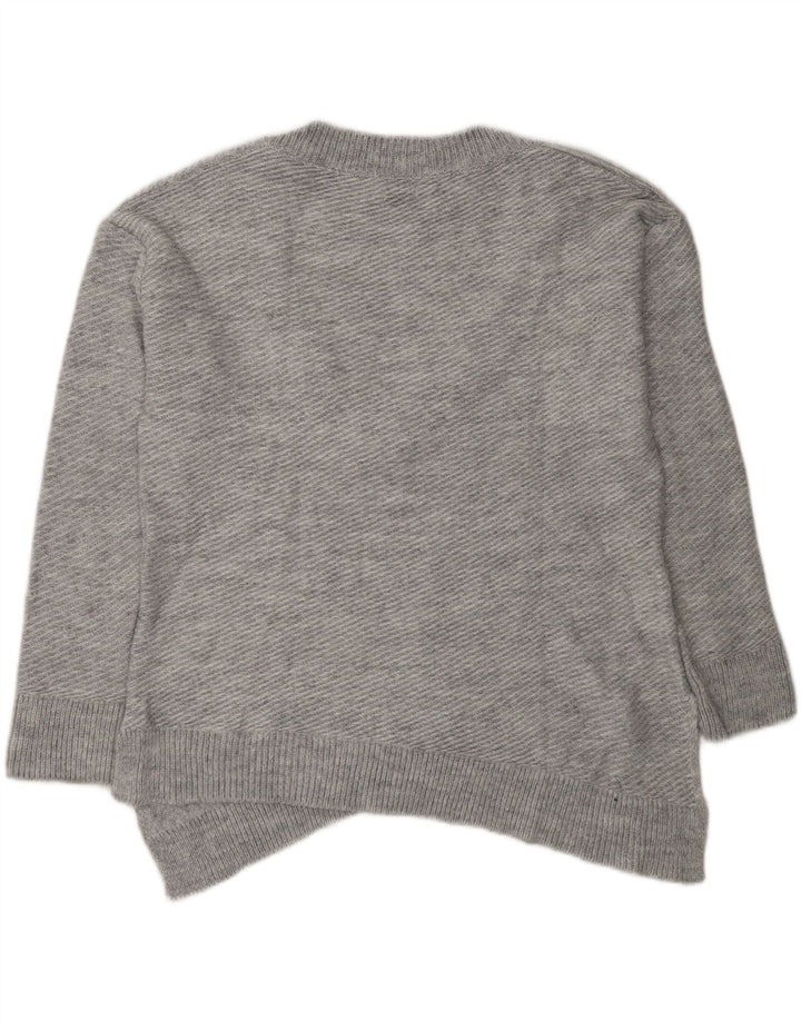 Zara Damen Asymmetrischer, übergroßer Pullover mit V-Ausschnitt, Gr. 10, Größe S, Grau