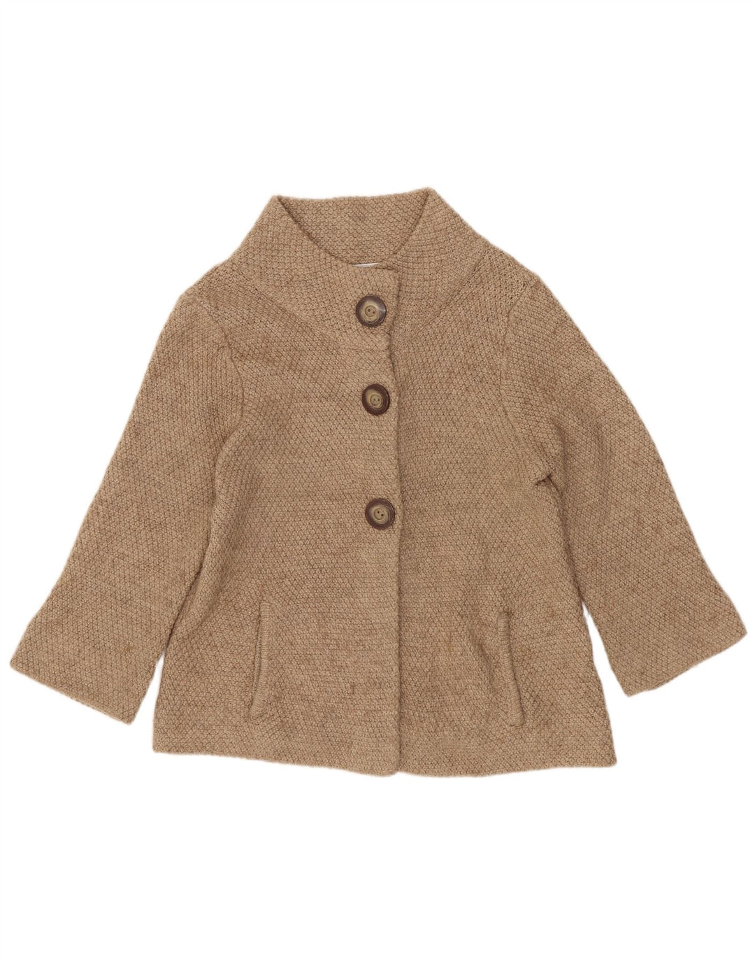 Marks & Spencer Damen-Strickjacke mit 3/4-Ärmeln, UK 12, Mittelbeige