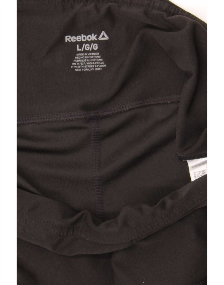 Reebok Damen Graphic Capri Leggings UK 14 Large Schwarz