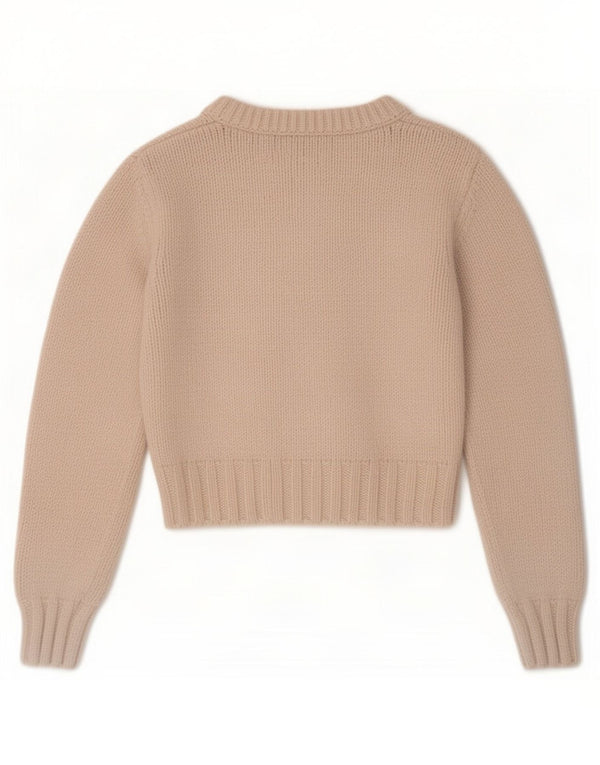 Zara Damen Crop Cardigan Pullover UK 8 Small Off White Polyamid
