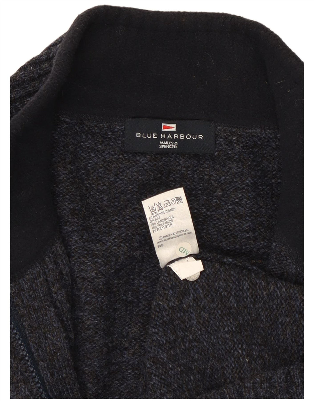 Marks & Spencer Herren Blue Harbor Cardigan Pullover Large Marineblau meliert