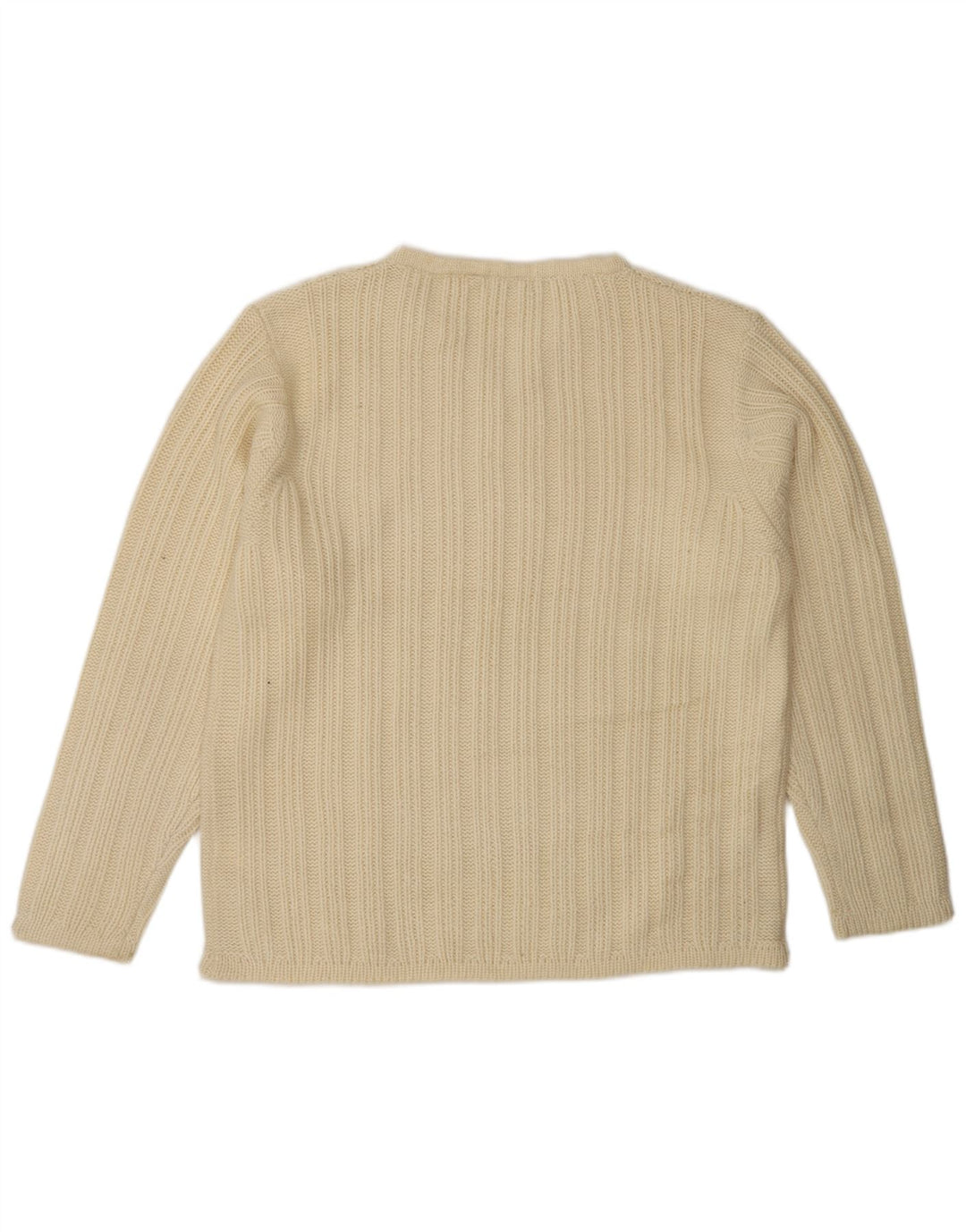 VINTAGE Herren-Pullover mit V-Ausschnitt, groß, aus weißer Wolle