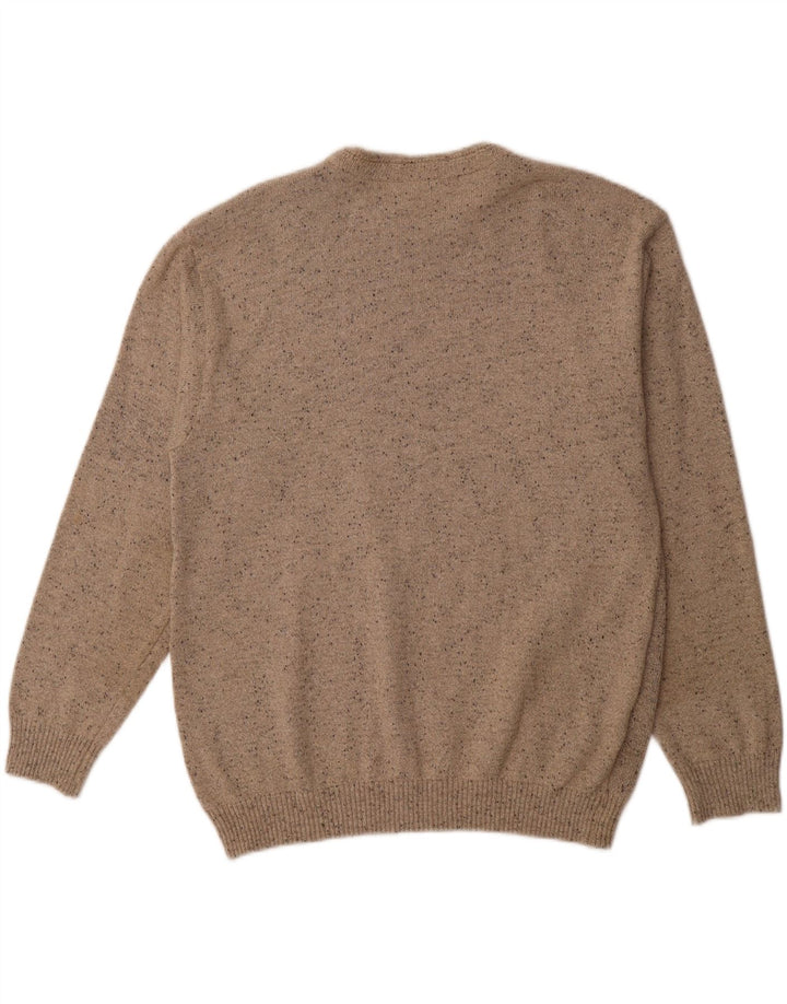 MARC RENE Mens Crew Neck Jumper Sweater Large Beige Flecked Polyacrylic Vintage Marc Rene and Second-Hand Marc Rene from Messina Hembry 