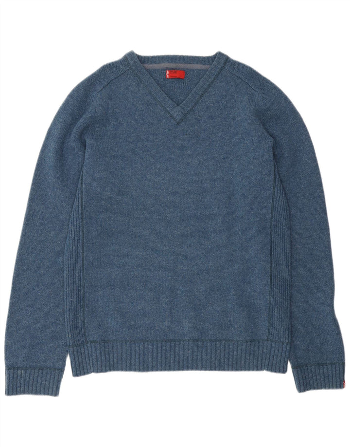 LEVI'S Herren-Pullover mit V-Ausschnitt, XL, blaue Wolle