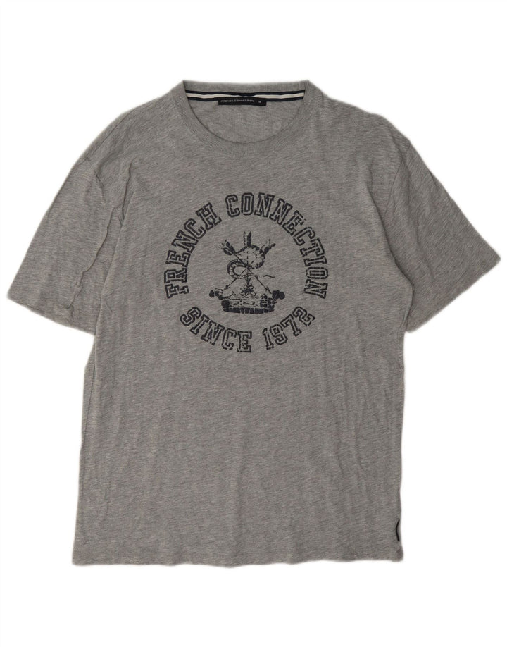 French Connection Herren-T-Shirt mit Grafik, mittelgrau gesprenkelte Baumwolle