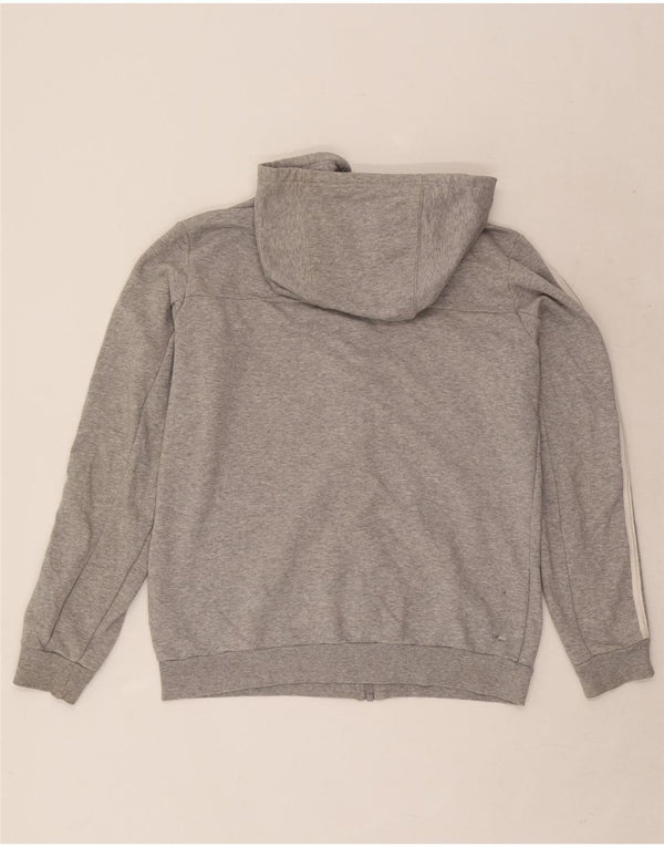 Adidas Damen Zip Hoodie Pullover UK 12/14 Mittelgrau gefleckte Baumwolle