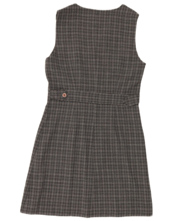 Ärmelloses Hemdblusenkleid für Damen von Superior IT 42 Mittelgrau karierte Viskose