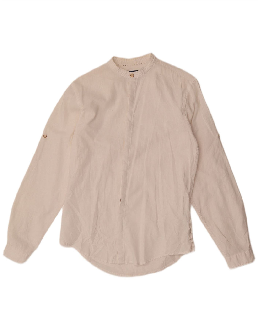Zara Herren Slim Fit Hemd Small Weiß Leinen