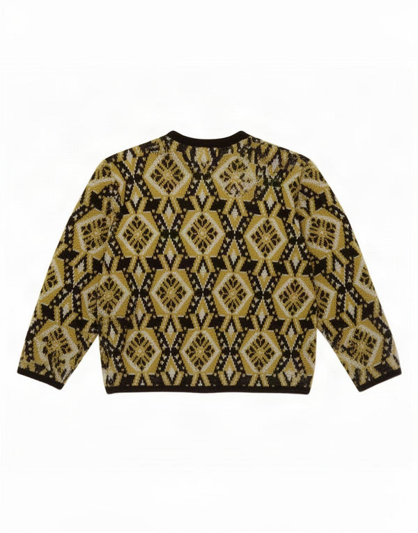 Vintage Damen Cardigan Pullover IT 46 Large Khaki Geometrisch