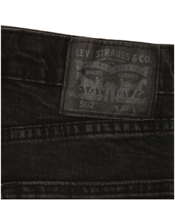 LEVI'S Herren 502 Tapered Jeans W32 L30 Schwarze Baumwolle
