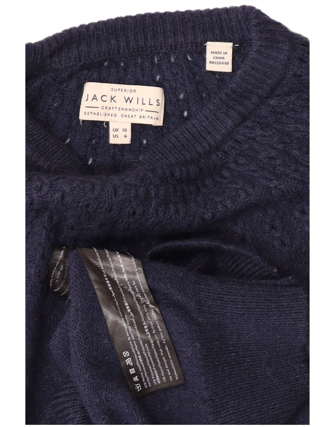 JACK WILLS Damen-Pullover mit Rundhalsausschnitt, Gr. 10, Marineblau