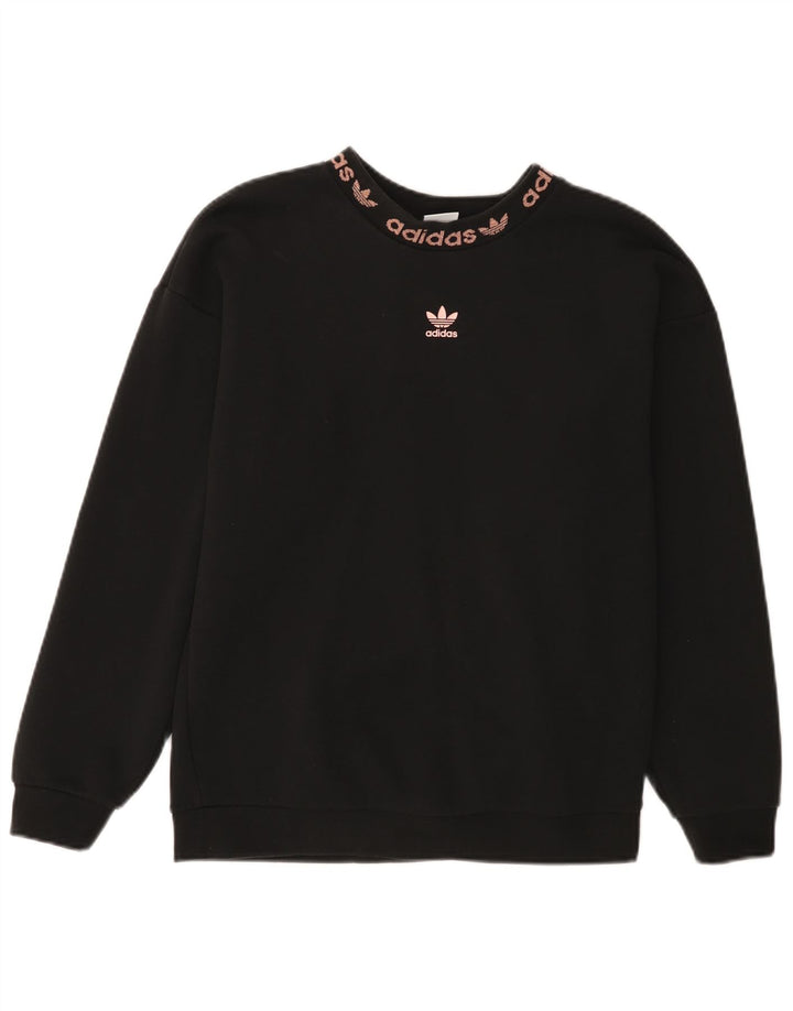 Adidas Damen Graphic Oversized Sweatshirt Pullover UK 4 Small Schwarz Baumwolle