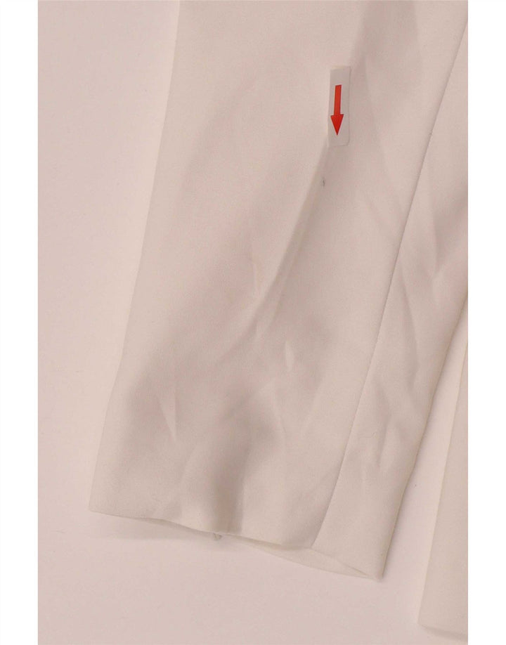Zara Damen 1-Knopf-Blazerjacke UK 14 Große weiße Baumwolle