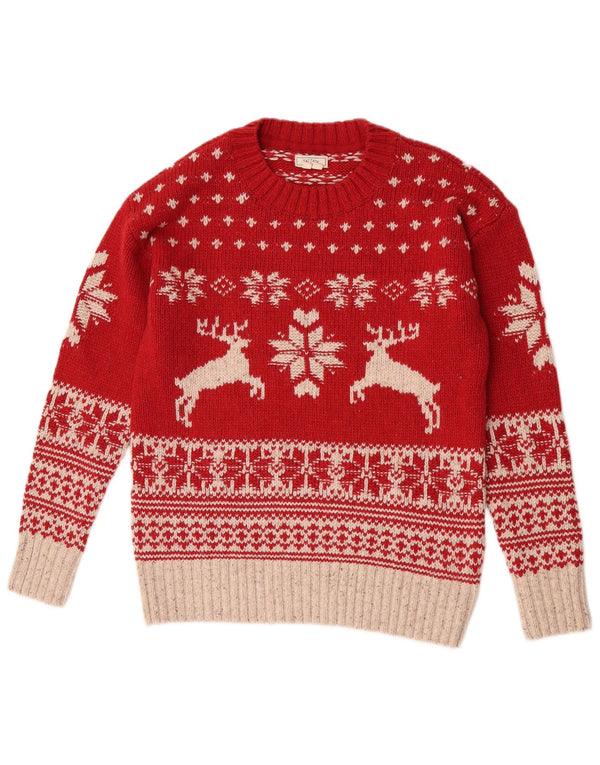 Fat Face Damen-Pullover mit Rundhalsausschnitt, Gr. 10, Größe S, Rot, Weihnachten