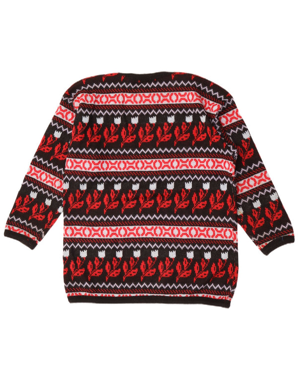 Vintage Herren-Pullover mit Rundhalsausschnitt, mittelgroß, mehrfarbig, Blumenmuster, Acryl