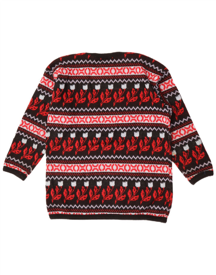 Vintage Herren-Pullover mit Rundhalsausschnitt, mittelgroß, mehrfarbig, Blumenmuster, Acryl