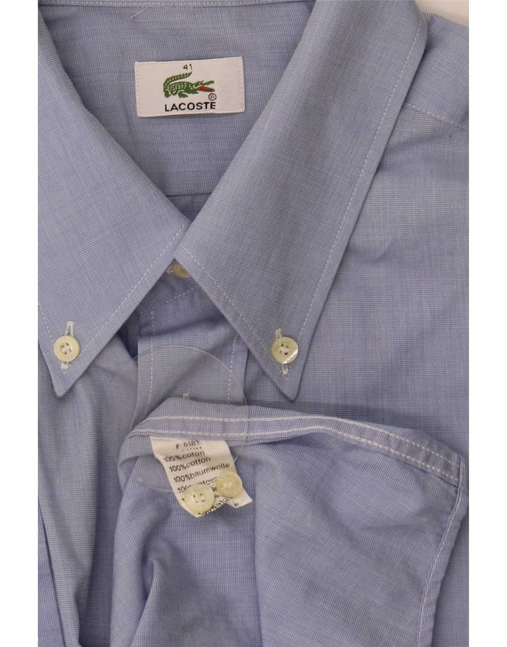Lacoste Herren-Kurzarmhemd, Größe 41, große blaue Baumwolle